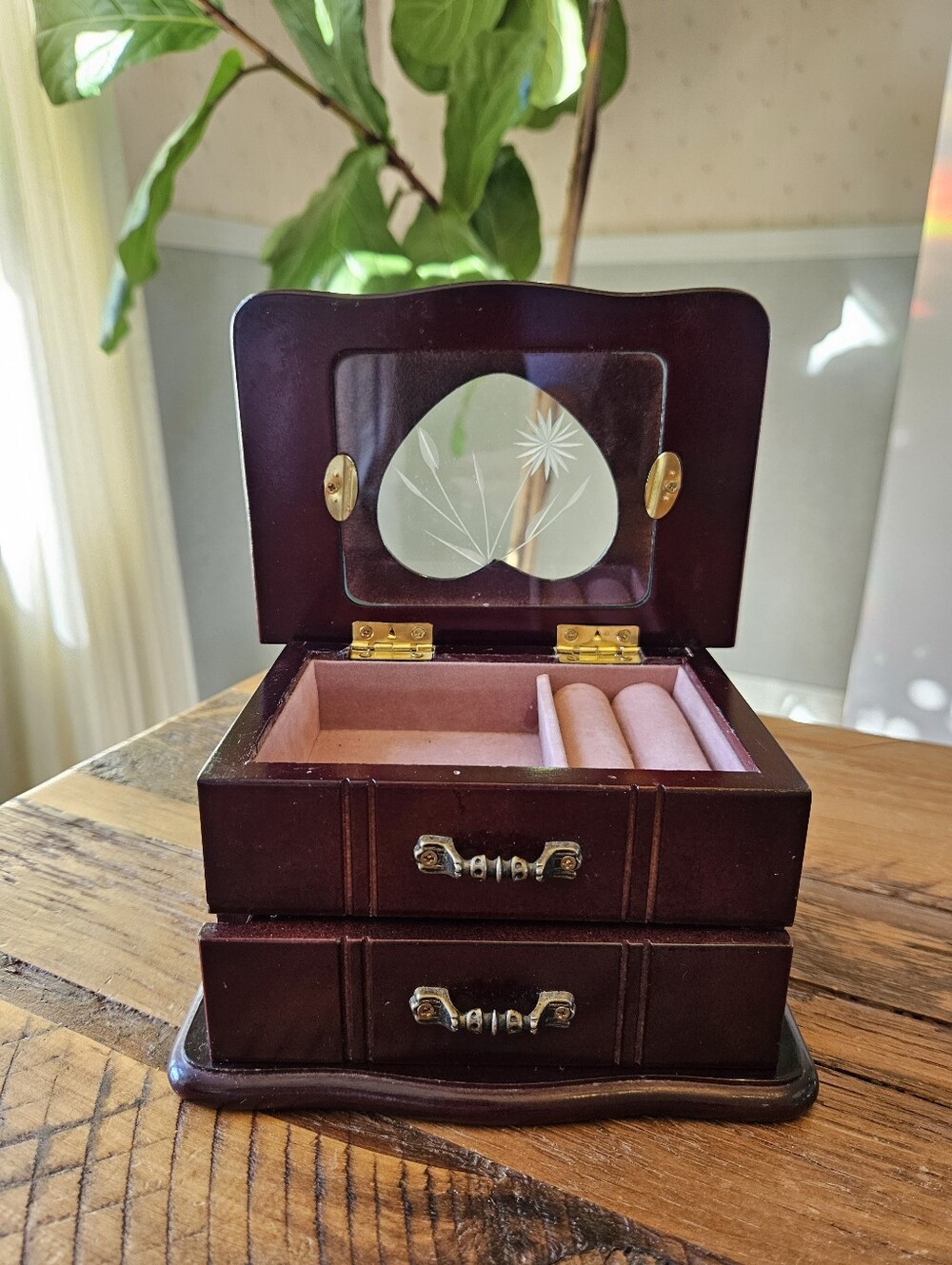 Vintage Wood Jewelry Box w/ Drawer